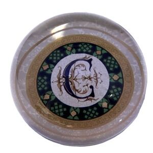 Brass Baron Glass Paperweight Monogram Initial C Desk Decor Office Gift